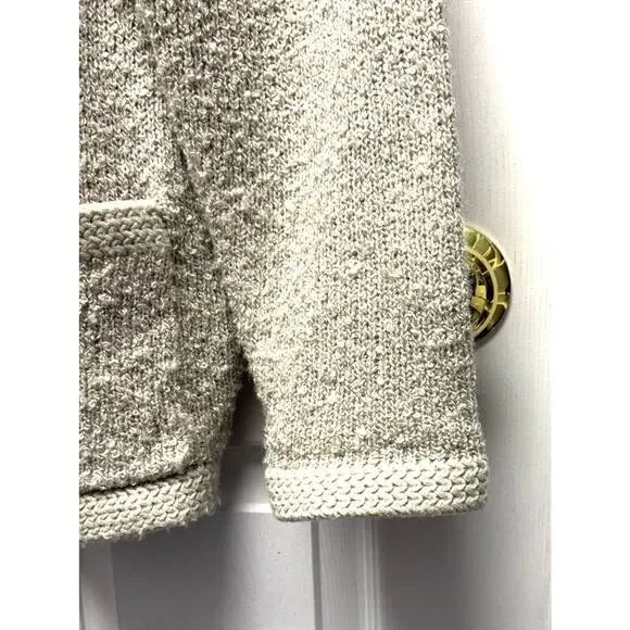 Kerri & Kelsey Sweater Vintage Boucle Cardigan Taupe Beige Crest Buttons Size L - Picture 3 of 6